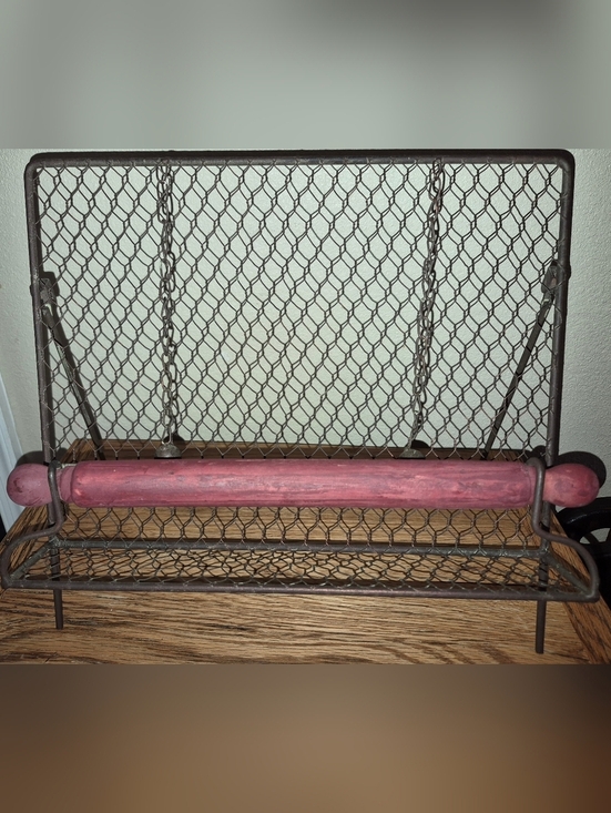 Other - Antique Chicken Wire Cookbook Stand, Red Wooden Bar, Folding Easel